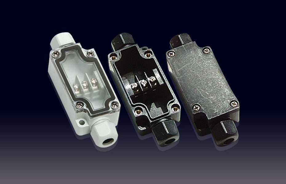 Boxco Terminal Box 3-pole with Waterproof Connector 33x65x24mm, IP67, IK08, ABS, Grey Cover