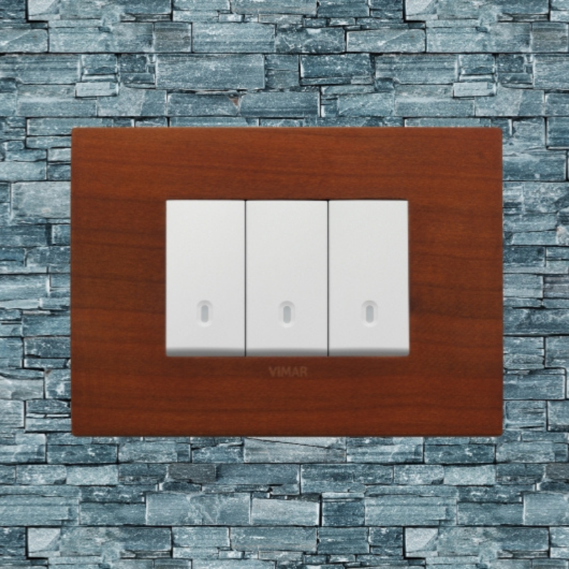 Vimar Arke Wood 3 Gang switch - Cherry Wood - 16A - PHOTO 7