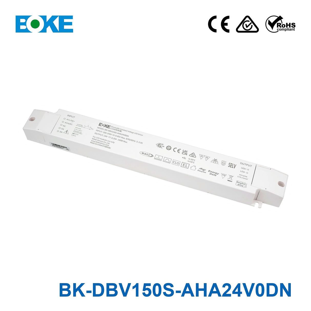 BOKE BK-DBV150S-AHA24V0DN 150W 24V DALI-2 LED Driver 6.25A