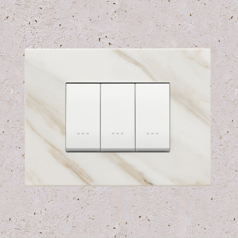 Vimar Eikon Marble 3 Gang Switch - White Calacatta - 16A - PHOTO 8
