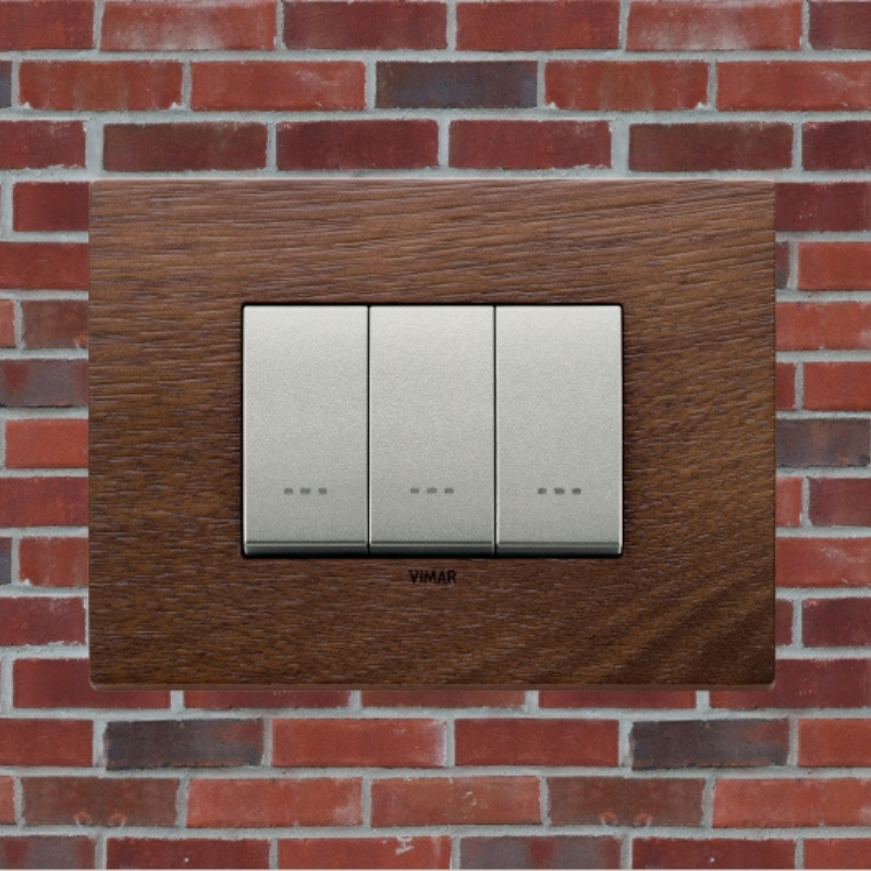 Vimar Eikon Wood 3 Gang Switch - American Walnut - 16A - PHOTO 10