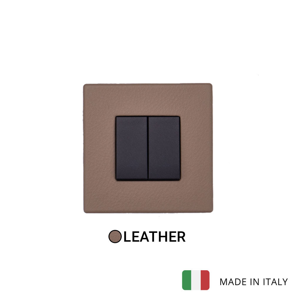 Vimar Eikon Leather 2 Gang Switch - Brushed Black - 16A