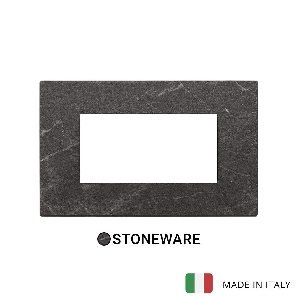 Vimar Eikon Plate 4M Marbl.Stoneware Black Marquina