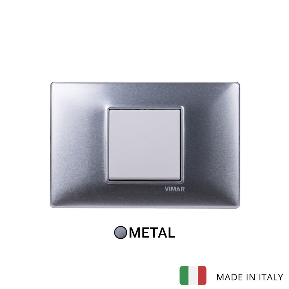Vimar Plana Metal 1 Gang Switch - Brushed Aluminum - 16A