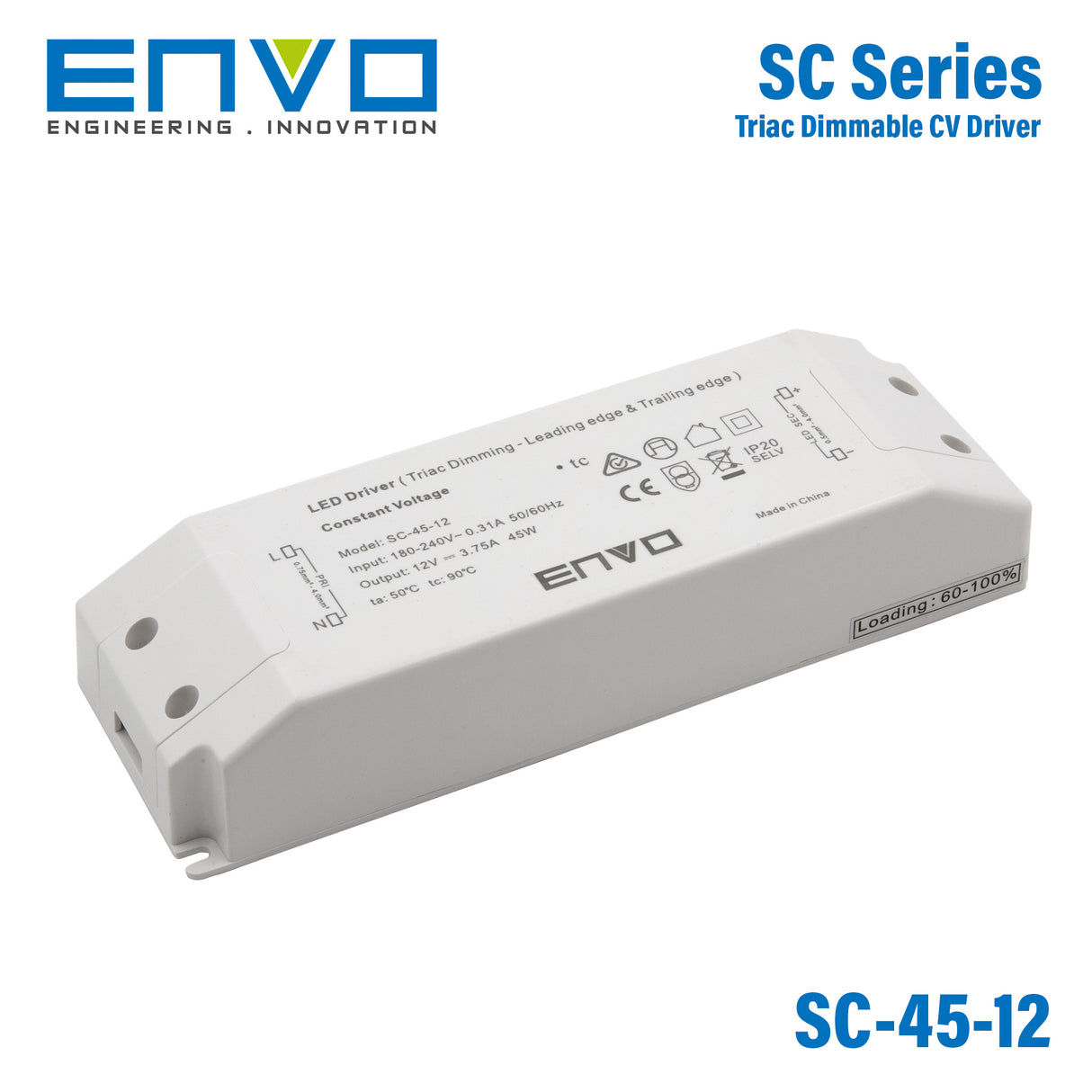 Envo SC-45-12 Power Supply 45W 12V - Triac dimmable 3.75A