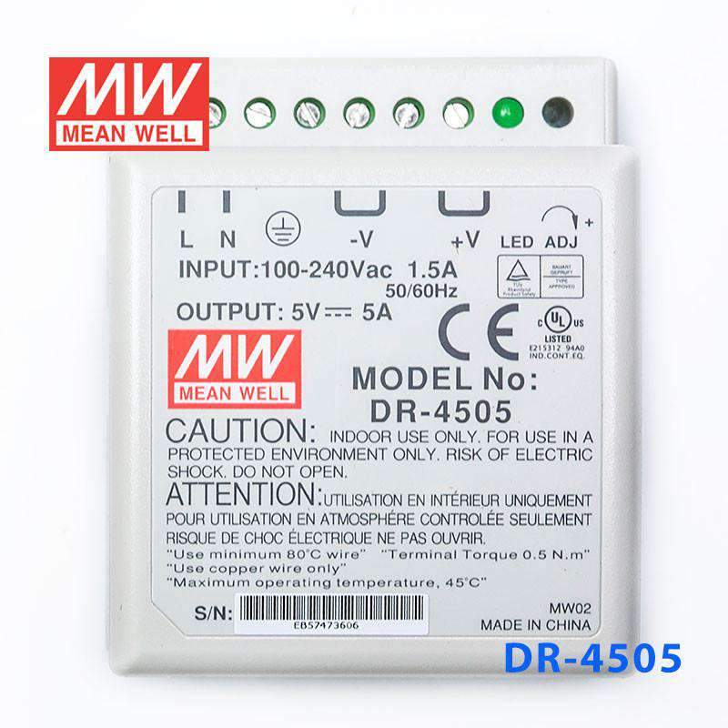 Mean Well DR-4505 AC-DC Industrial DIN rail power supply 45W - PHOTO 2