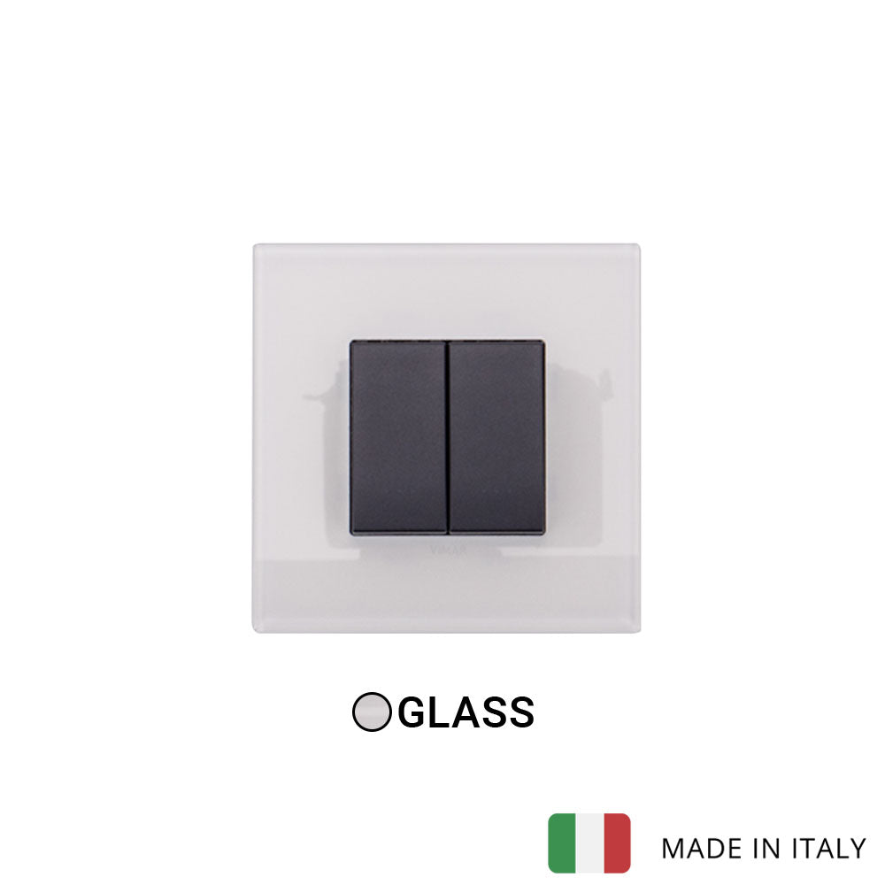 Vimar Eikon Glass 2 Gang Switch - Milky White - 16A