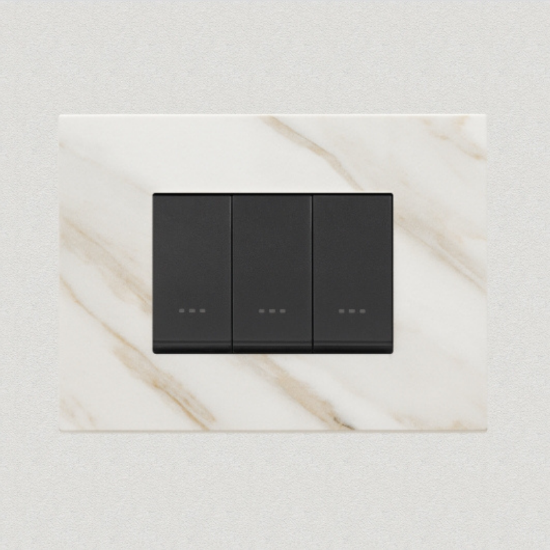 Vimar Eikon Marble 3 Gang Switch - White Calacatta - 16A - PHOTO 3