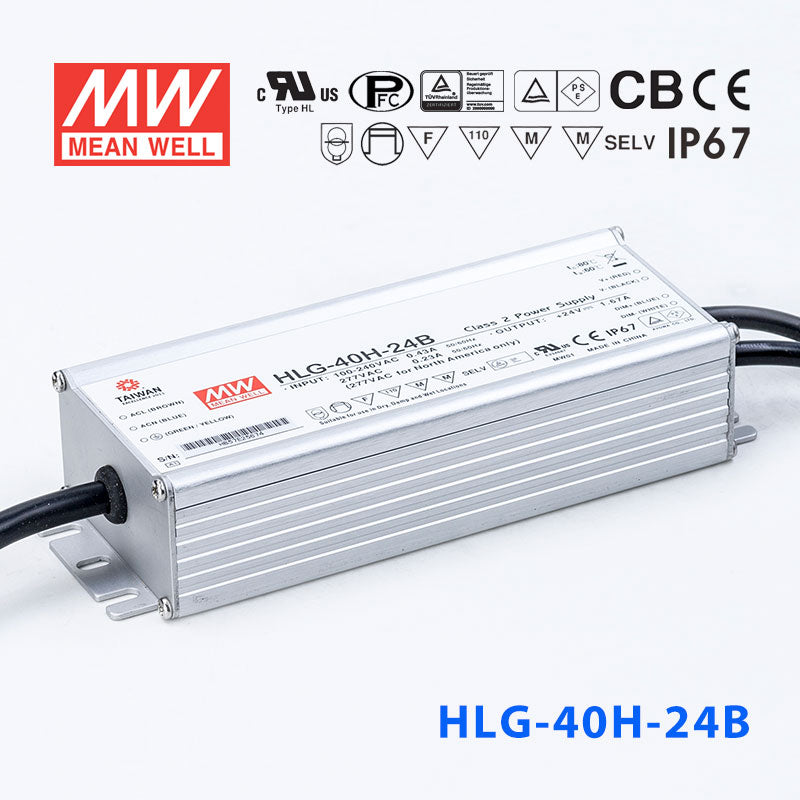 Mean Well HLG-40H-24AB Power Supply 40W 24V - Adjustable and Dimmable 1.67A