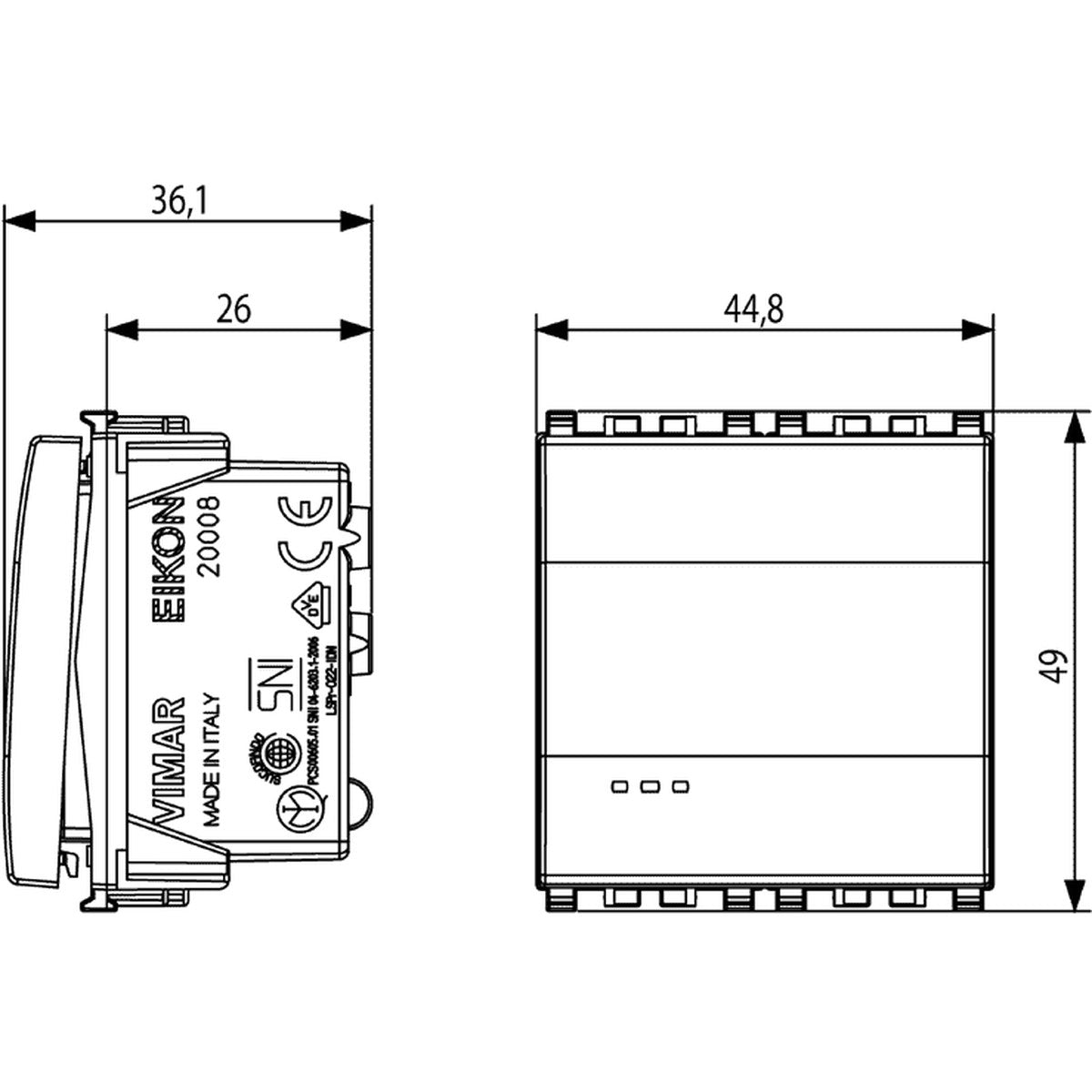 Vimar Eikon 1P NO 10A Push Button 2M Grey - PHOTO 1