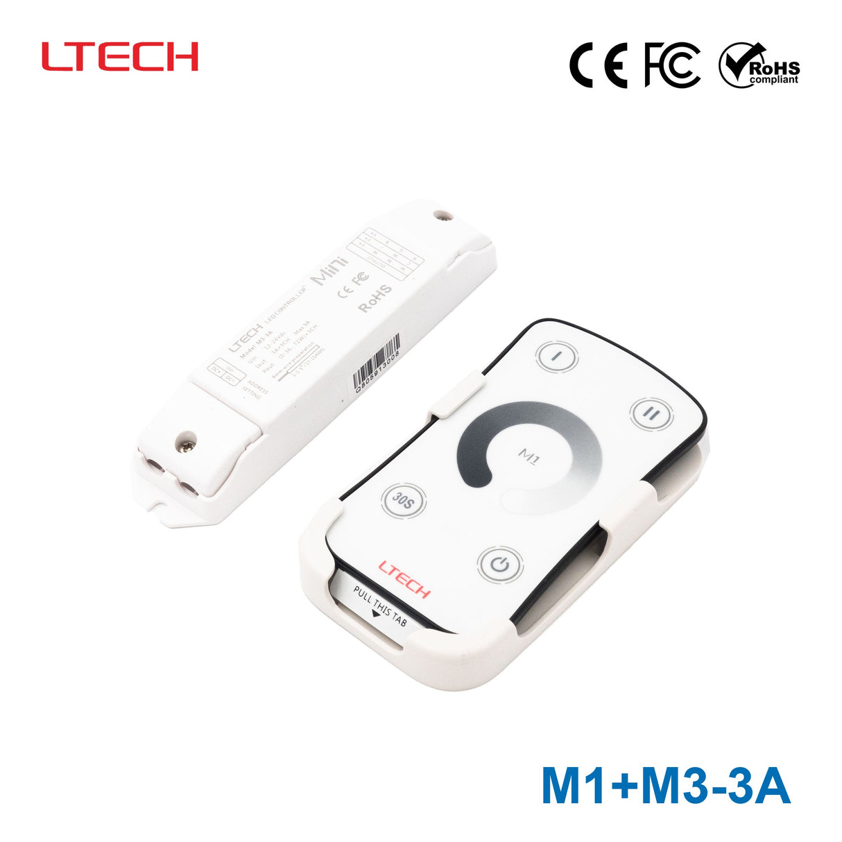 Ltech M1+M3-3A Mini Controller with RF Remote - Dimming