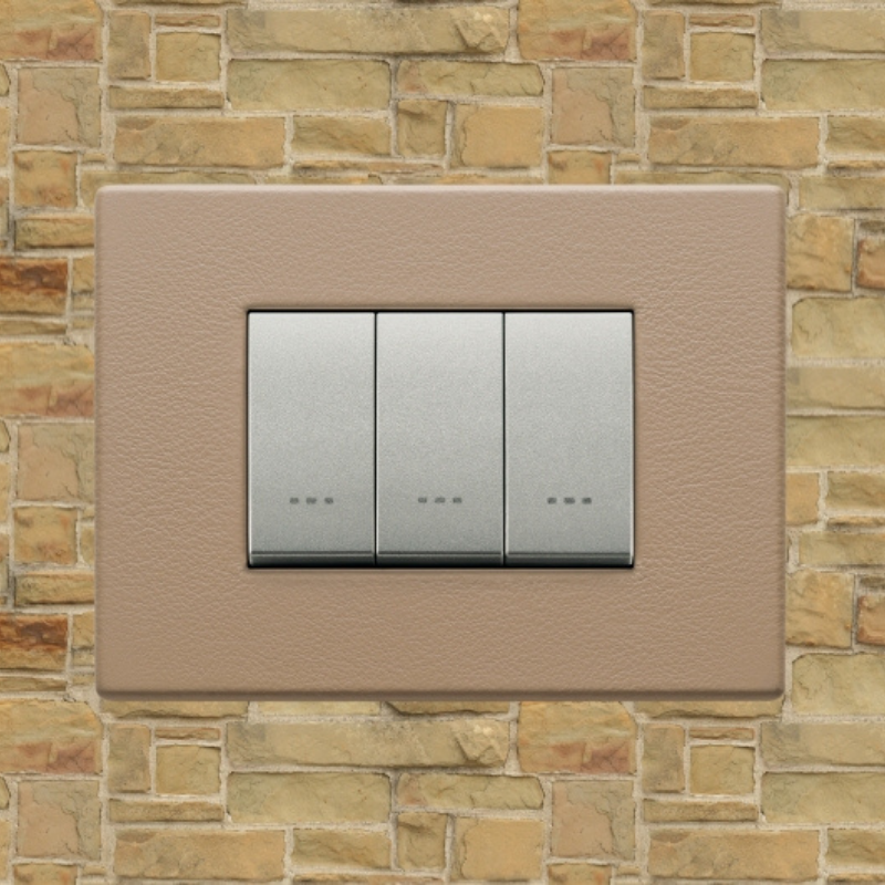 Vimar Eikon Leather 3 Gang Switch - Brushed Black - 16A - PHOTO 7