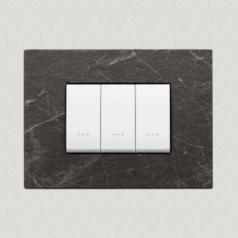 Vimar Eikon Marble 3 Gang Switch - Black Marquina - 16A - PHOTO 8
