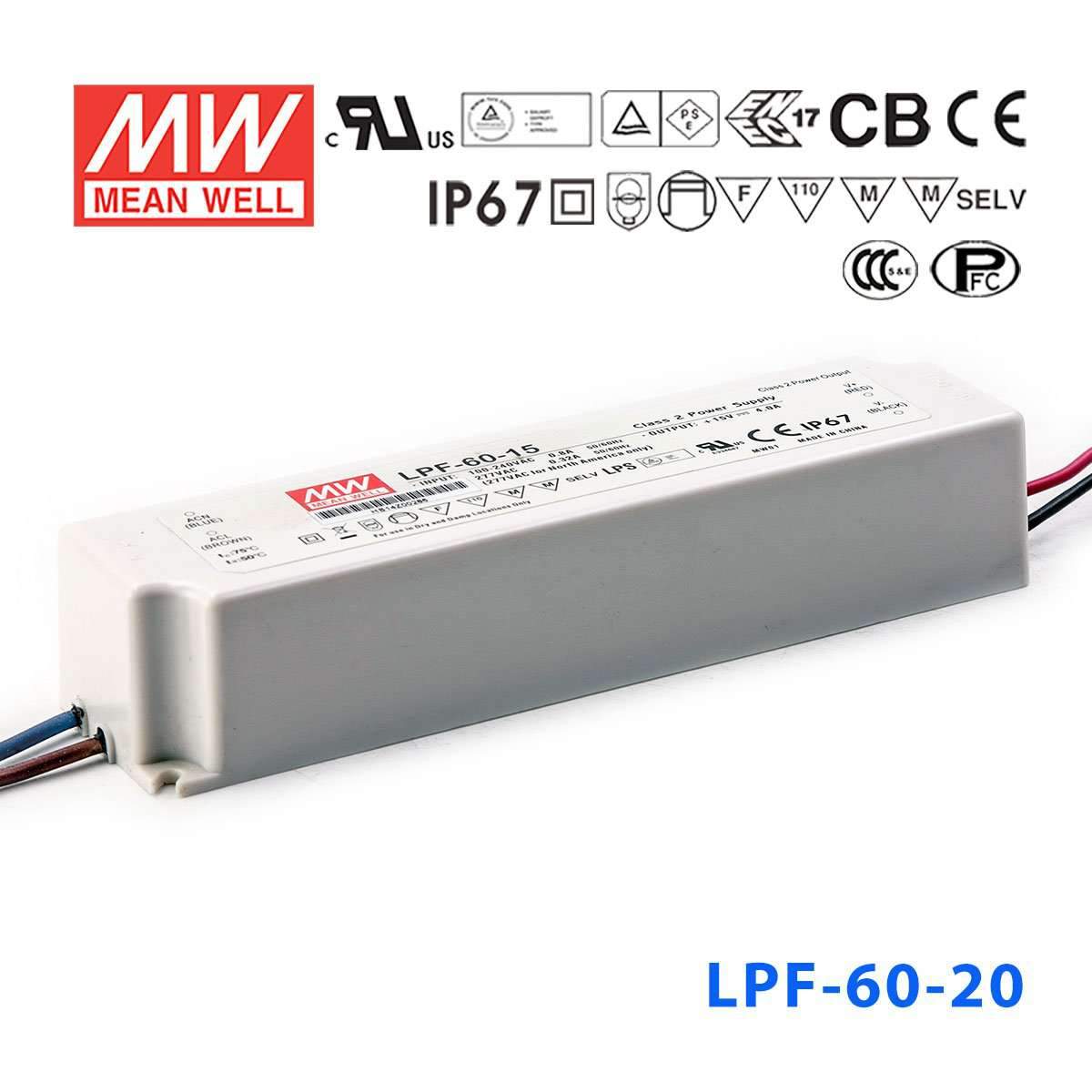 Mean Well LPF-60-20 Power Supply 60W 20V 3A