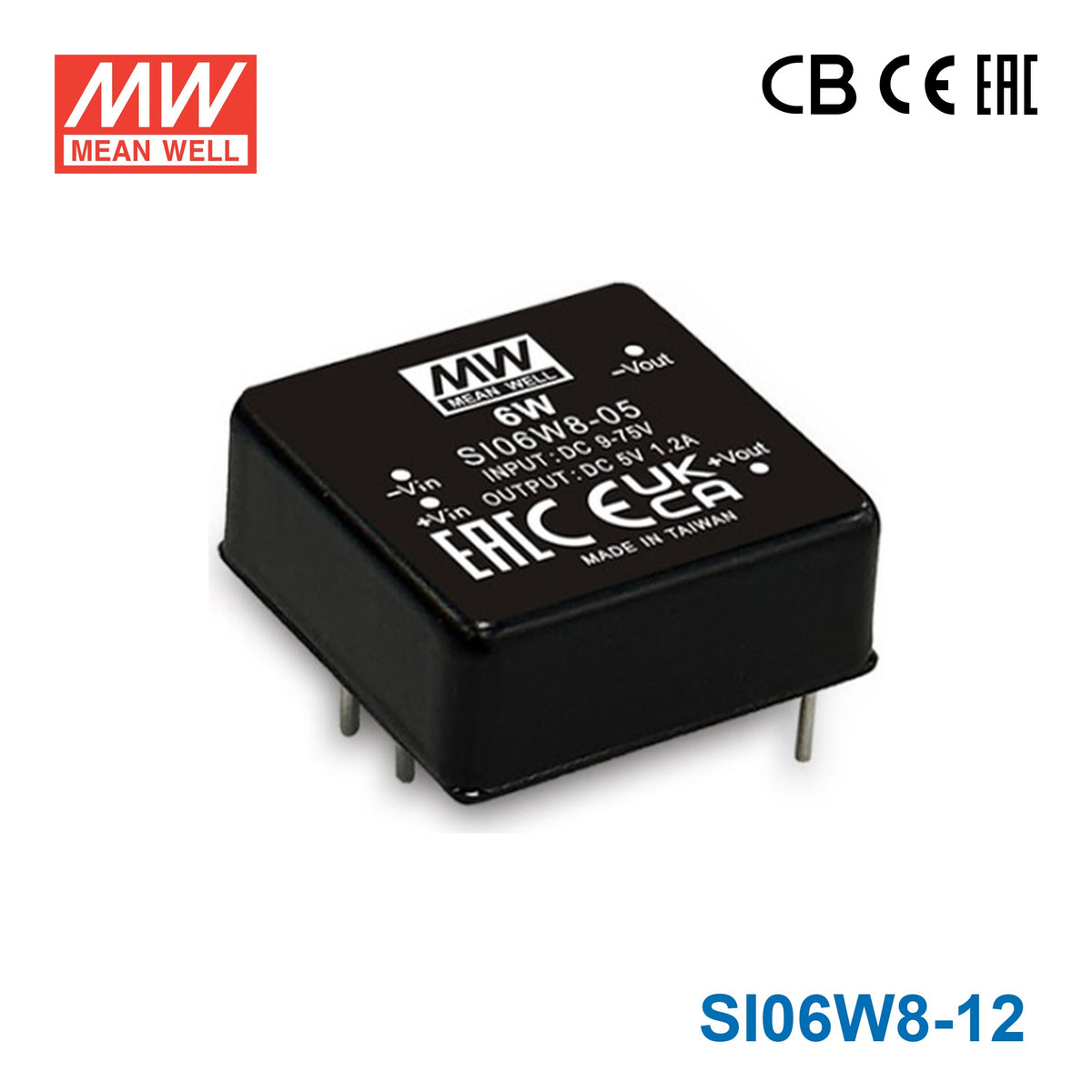 Mean Well SI06W8-12 8:1 Ultra-Wide Input DC-DC Regulated Converter, Single Output 6W 12V 500mA