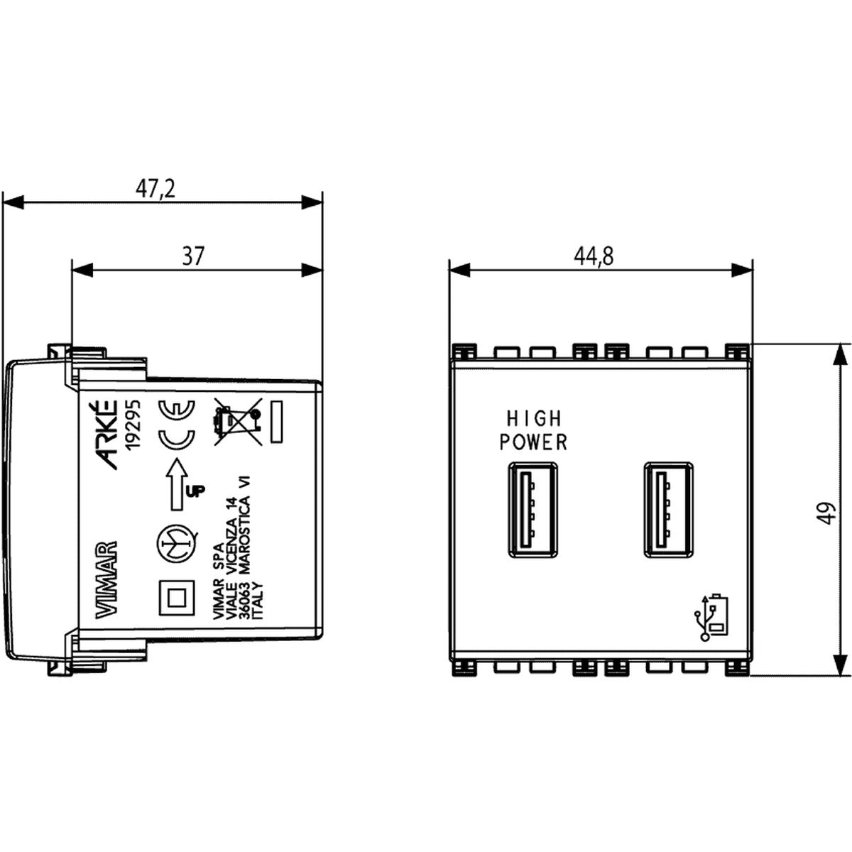 Arke USB Supply Unit 2M 5V 1A Grey - PHOTO 3