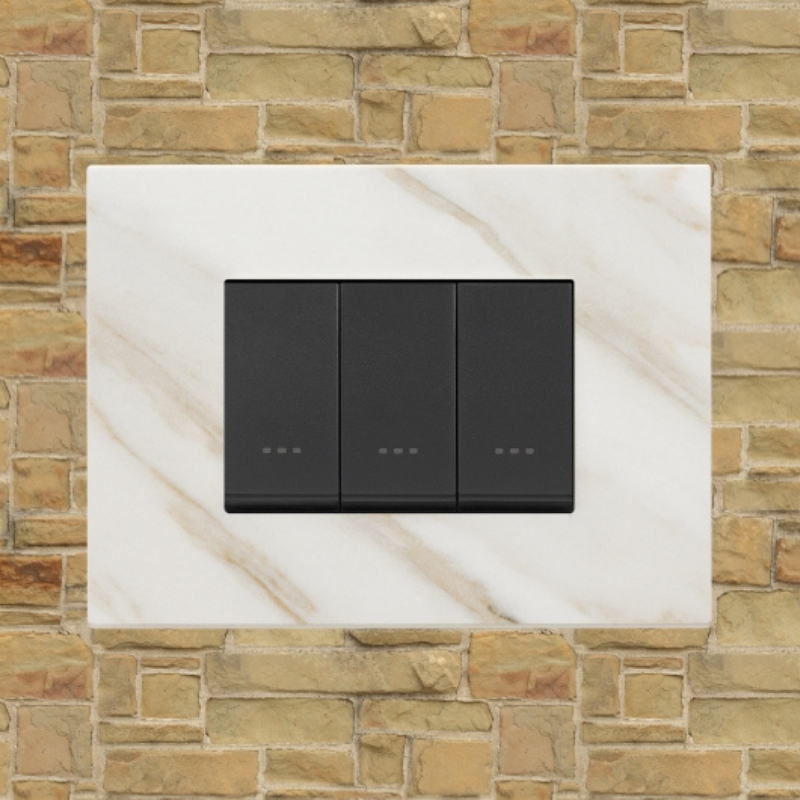 Vimar Eikon Marble 3 Gang Switch - White Calacatta - 16A - PHOTO 6