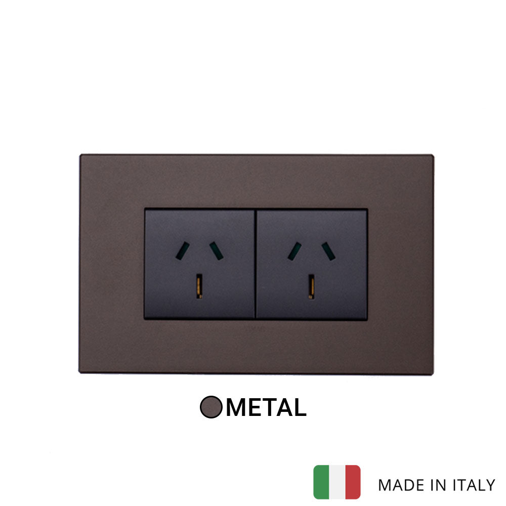Vimar Eikon Metal 2 Socket - Dark Bronze - 15A