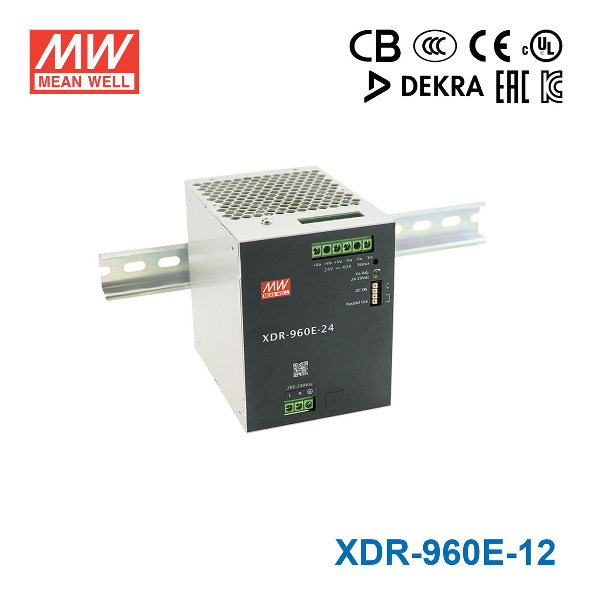 Mean Well XDR-960E-12 Economical Ultra Slim Din Rail Power Supply 960W 12V 40A