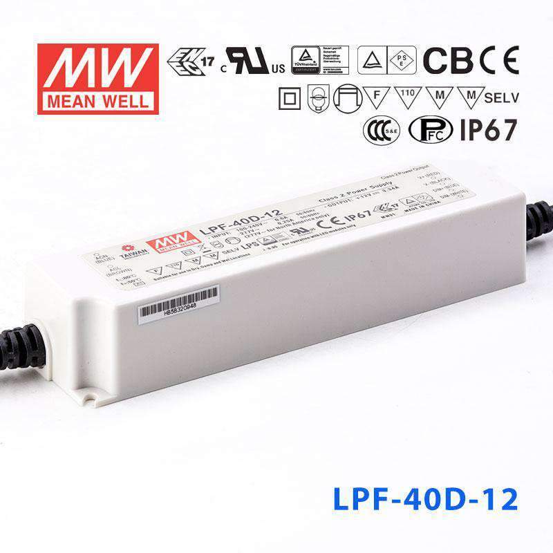 Mean Well LPF-40D-12 Power Supply 40W 12V - Dimmable 3.34A
