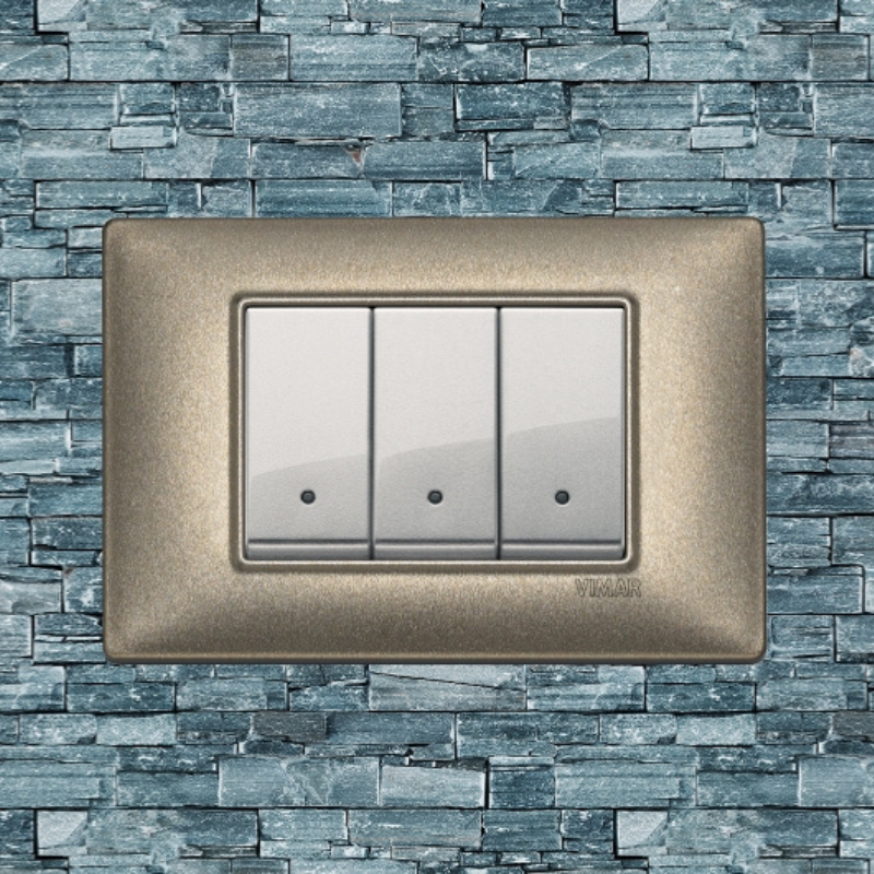 Vimar Plana Metal 3 Gang Switch - Metallic Bronze - 16A - PHOTO 17