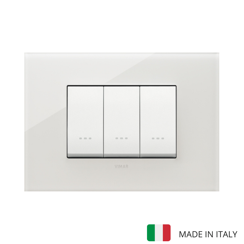 Vimar Eikon Glass 3 Gang Switch - Milky White - 16A