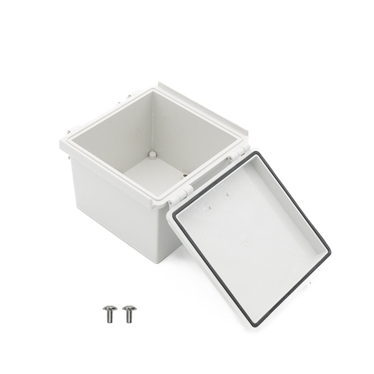 Boxco P-Series 150x150x120mm Plastic Enclosure, IP67, IK08, PC, Grey Cover, Molded Hinge and Latch Type - PHOTO 3