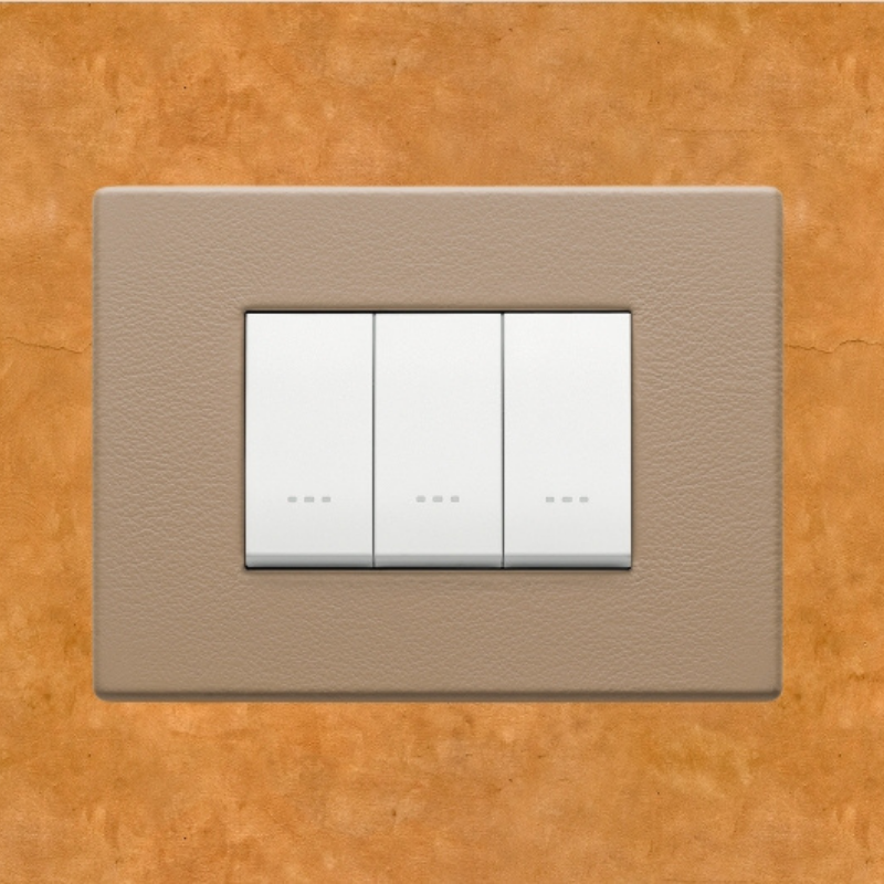 Vimar Eikon Leather 3 Gang Switch - Brushed Black - 16A - PHOTO 2