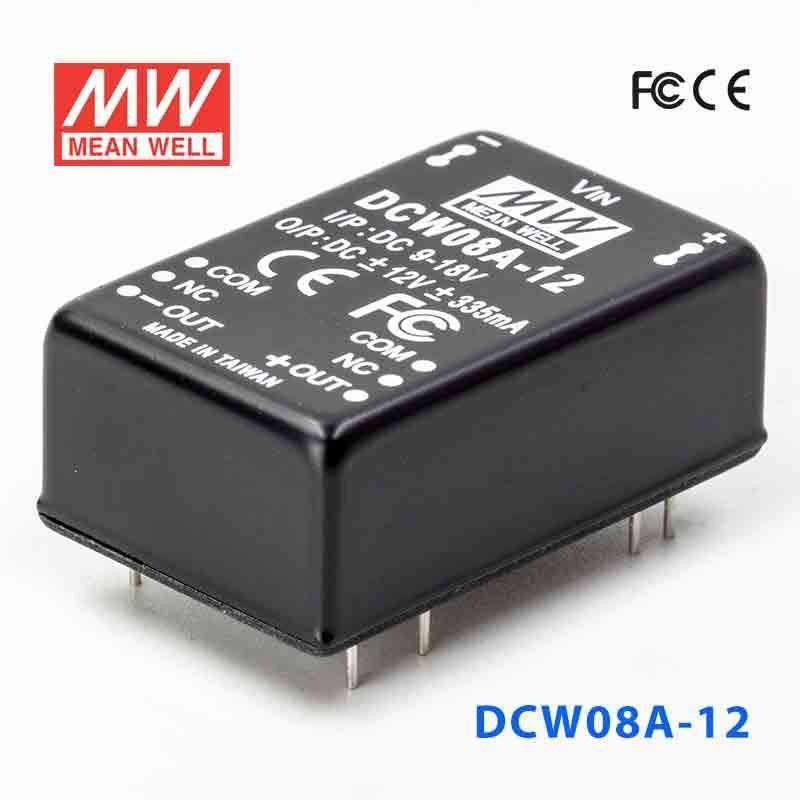 Mean Well DCW08A-12 DC-DC Converter - 8W - 9~18V in ±12V out 335mA