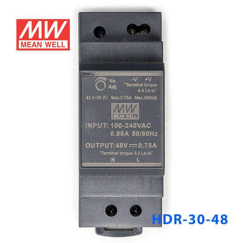 Mean Well HDR-30-48 Ultra Slim Step Shape Power Supply 30W 48V 0.75A - DIN Rail - PHOTO 1