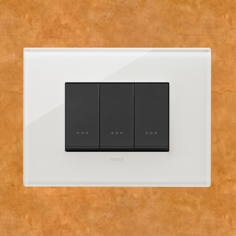 Vimar Eikon Glass 3 Gang Switch - Milky White - 16A - PHOTO 9