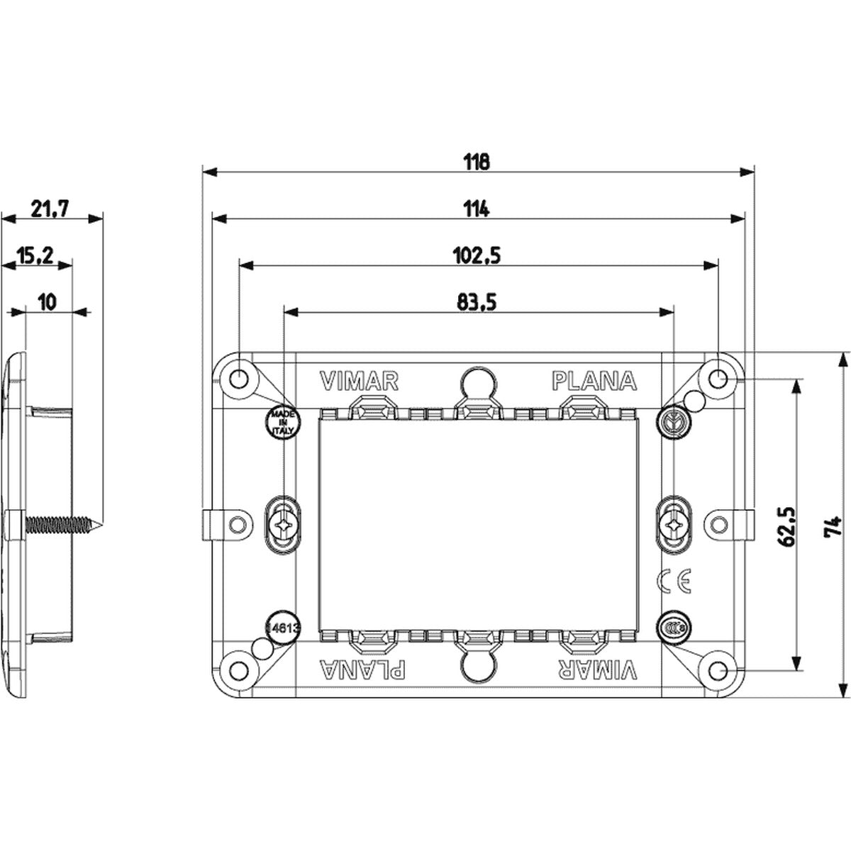 Vimar Plana frame 3M + Screws - PHOTO 1