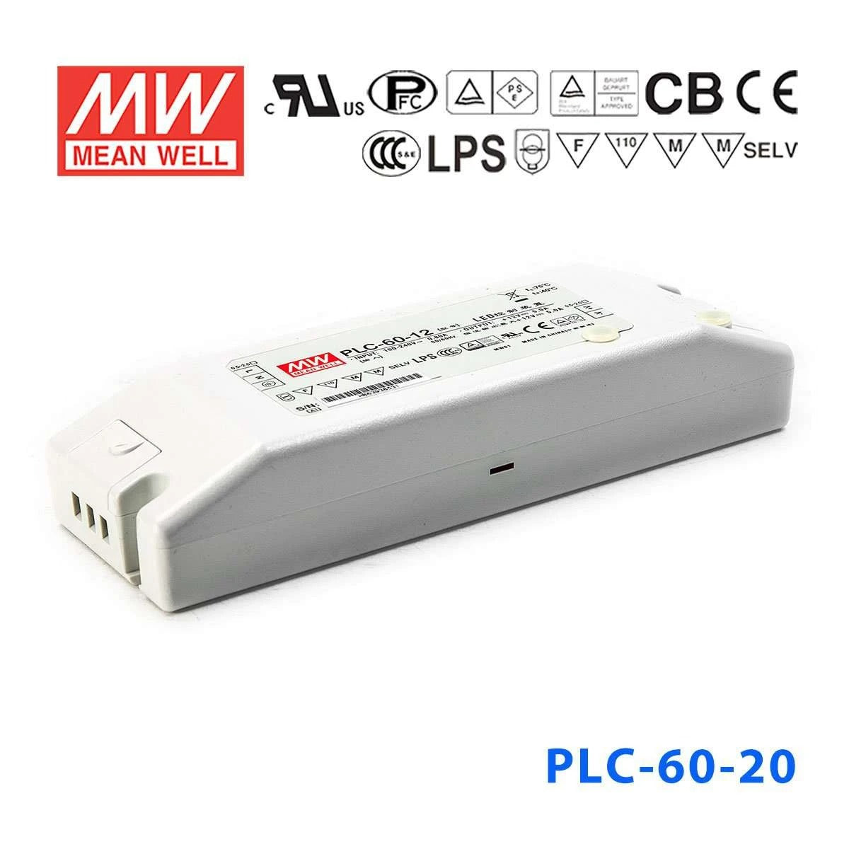 Mean Well PLC-60-20 Power Supply 60W 20V - PFC 3A