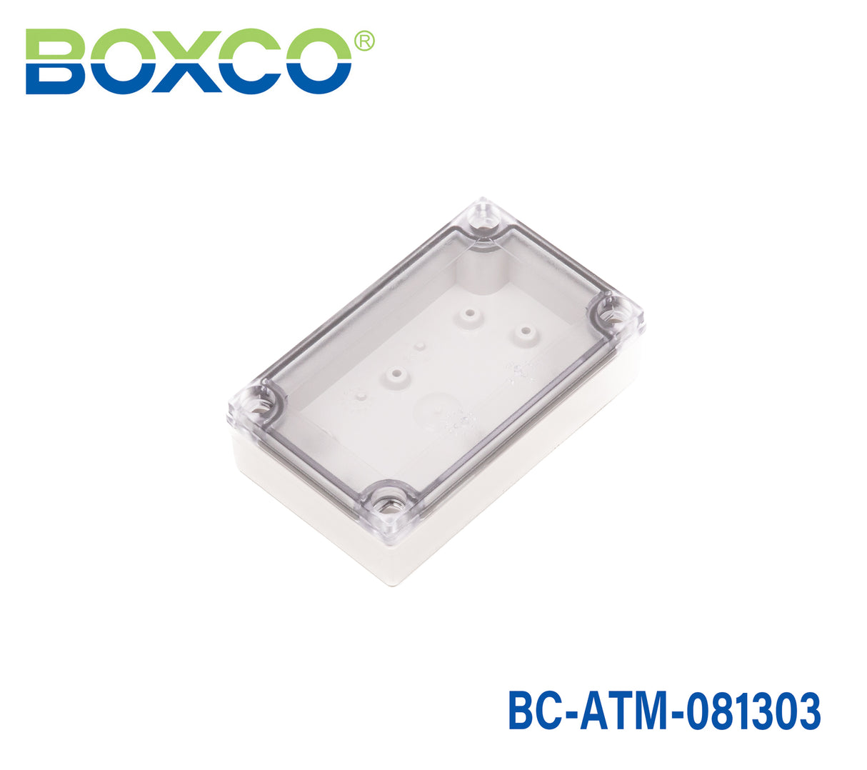 Boxco M-Series 80x130x85mm Plastic Enclosure, IP67, IK08, ABS, Transparent Cover, Screw Type