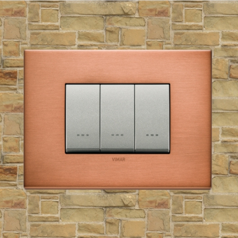Vimar Eikon Metal 3 Gang Switch - Brushed Copper - 16A - PHOTO 7