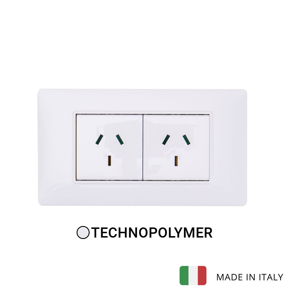 Vimar Plana Plastic 2 Socket - White - 10A - PHOTO 2