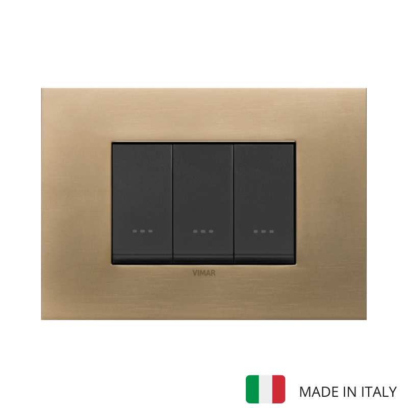 Vimar Eikon Metal 3 Gang Switch - Antique Gold - 16A - PHOTO 13
