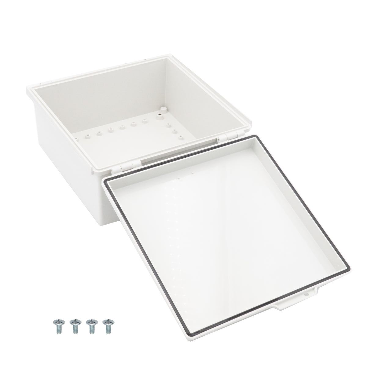 Boxco P-Series 300x300x150mm Plastic Enclosure, IP67, IK08, PC, Grey Cover, Molded Hinge and Latch Type - PHOTO 3