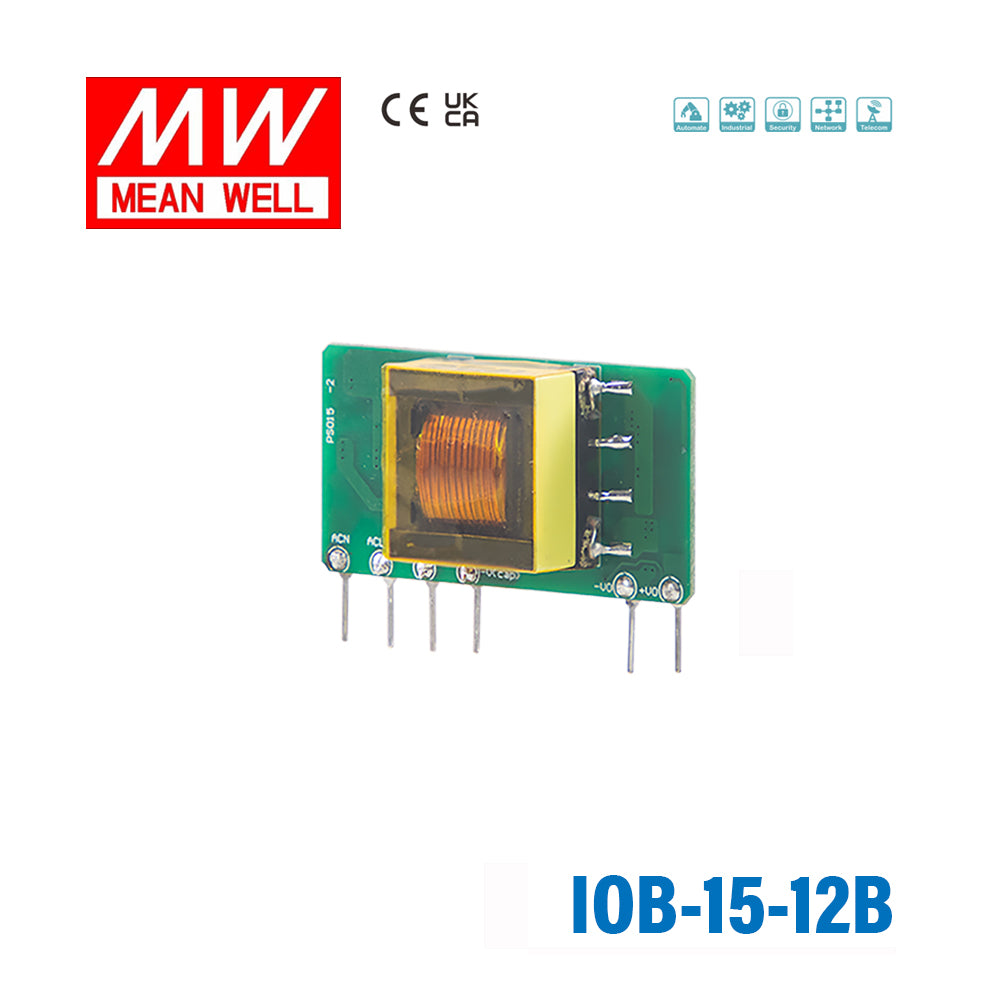 Mean Well IOB-15-12B AC-DC On Board Type Power Module 15W 12V, Horizontal 1.25A
