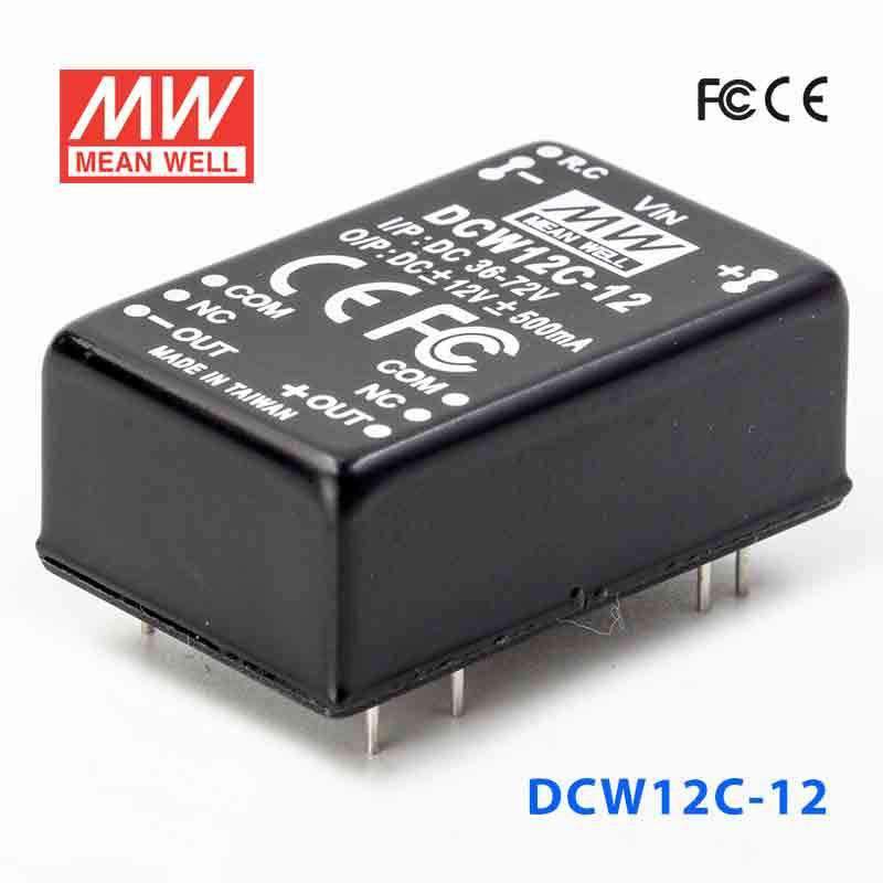 Mean Well DCW12C-12 DC-DC Converter - 12W - 36~72V in ±12V out 500mA