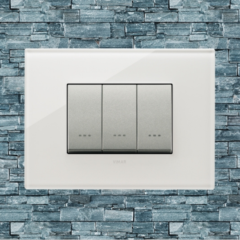 Vimar Eikon Glass 3 Gang Switch - Milky White - 16A - PHOTO 7