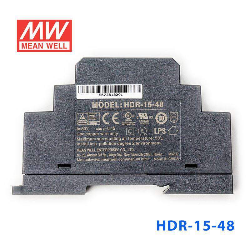 Mean Well HDR-15-48 Ultra Slim Step Shape Power Supply 15W 48V 0.32A - DIN Rail - PHOTO 2