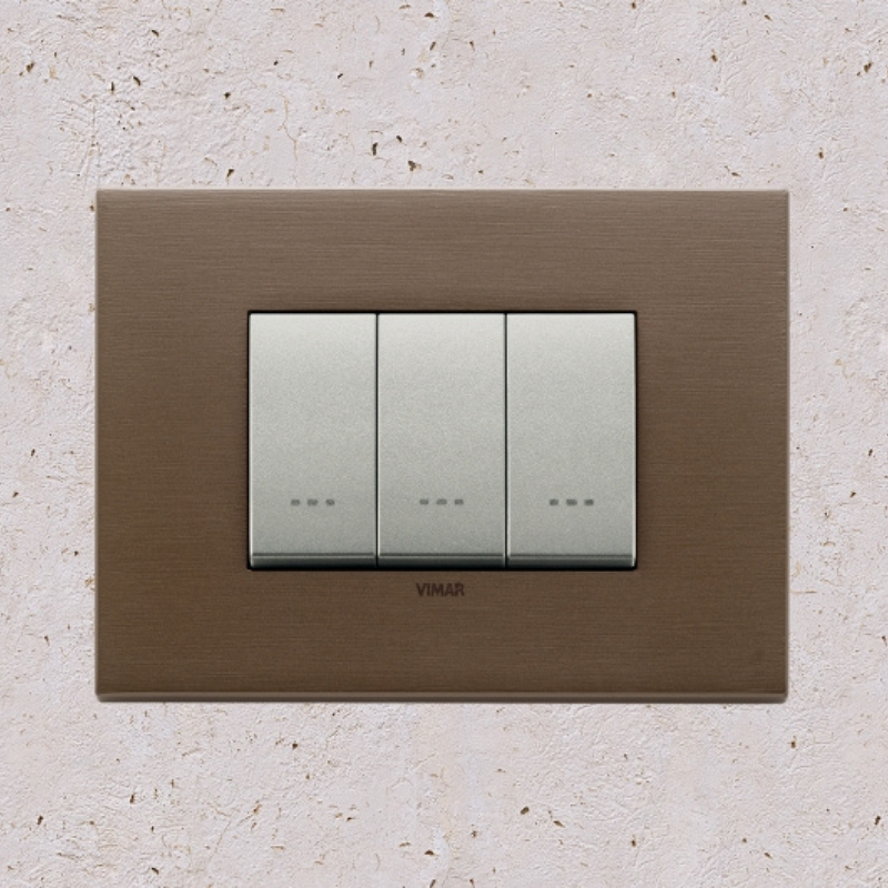 Vimar Eikon Metal 3 Gang Switch - Dark Bronze - 16A - PHOTO 6