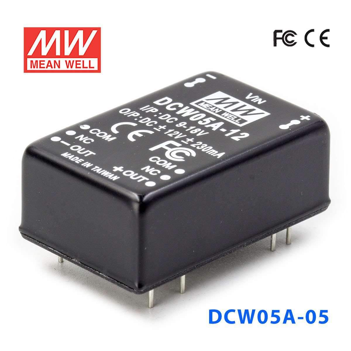 Mean Well DCW05A-05 DC-DC Converter - 5W - 9~18V in ±5V out