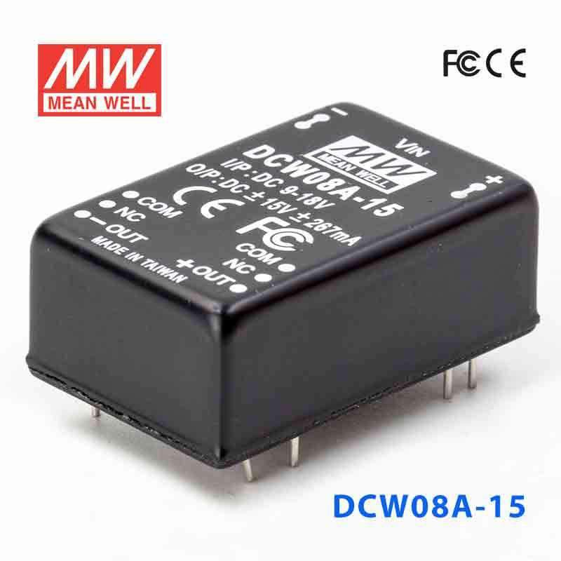 Mean Well DCW08A-15 DC-DC Converter - 8W - 9~18V in ±15V out 267mA