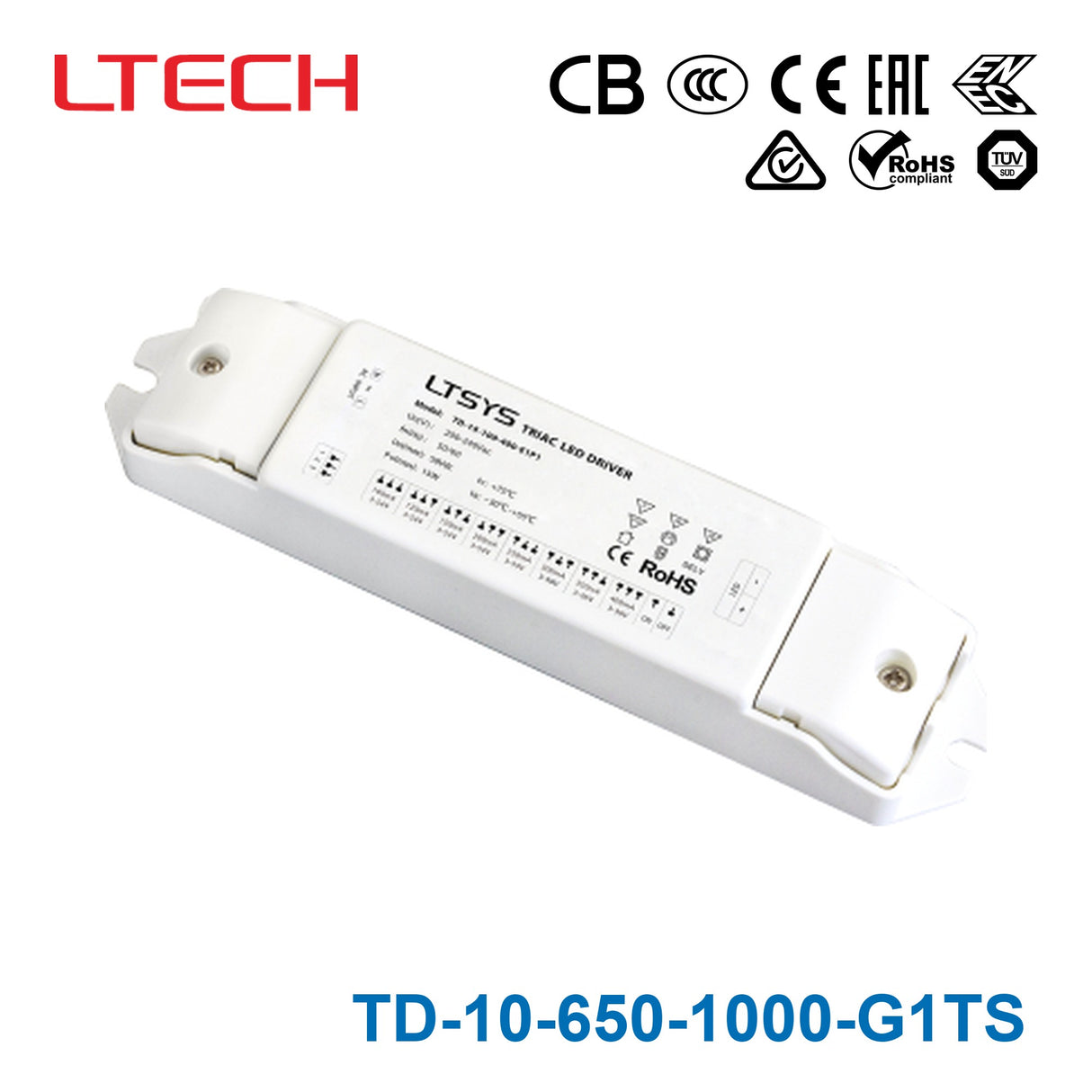 Ltech TD-10-650-1000-G1TS 10W 2-12VDC CC Triac LED Driver 0.65-1A