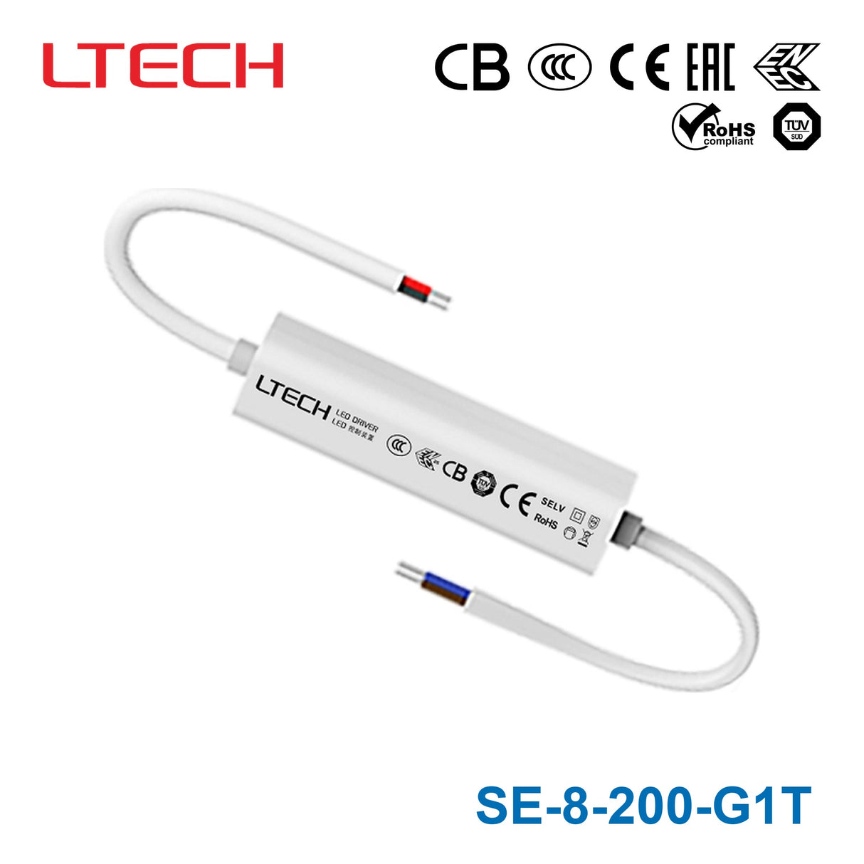 Ltech SE-8-200-G1T 6.3W 9-42VDC CC Triac LED Driver 0.45A