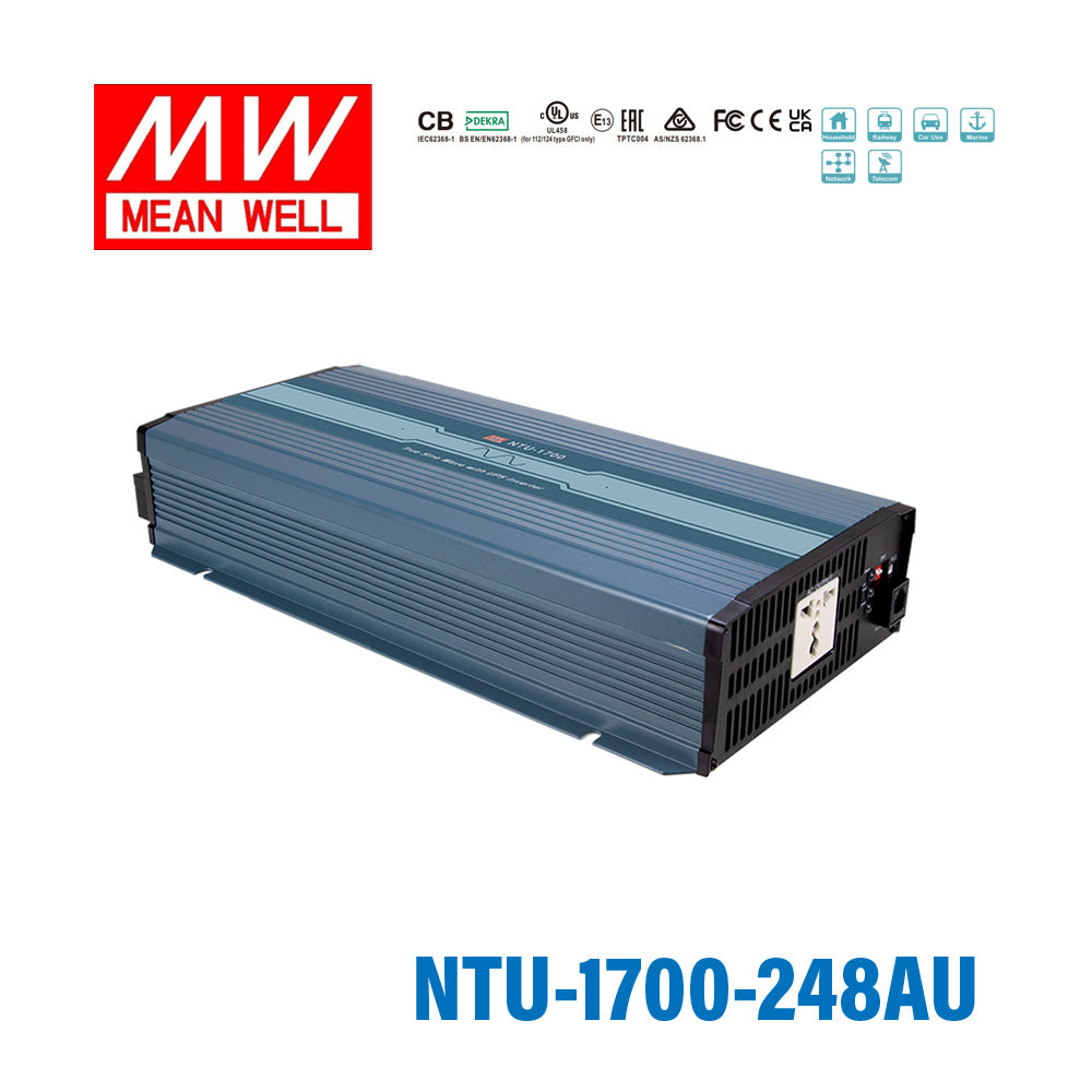 Mean Well NTU-1700-248AU True Sine Wave DC-AC Inverter 1700W 220V out 48V in with AU Socket, with AC by-pass function