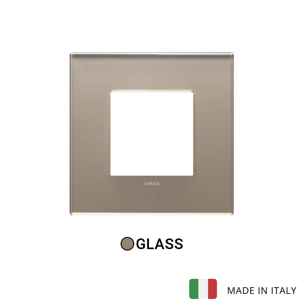 Vimar Eikon Exe Plate 2M Mirror Glass Opal Brown - Square