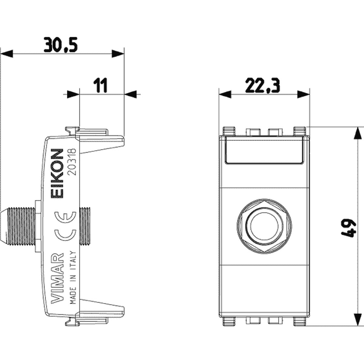 Eikon F Type Female Socket Connector Grey - PHOTO 3